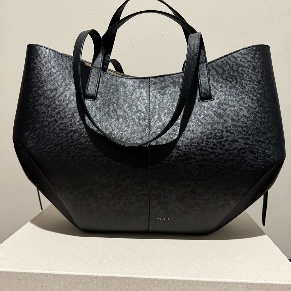 BNIB w/receipt Polene Cyme Bag Large Black textured leather - Picture 2 of 9